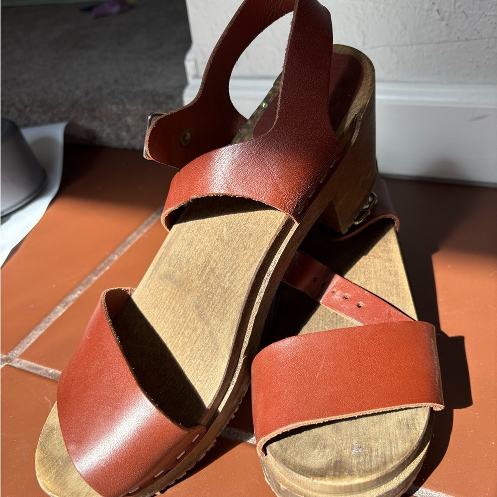 Sandgrens Brown Leather Women's clog sandal